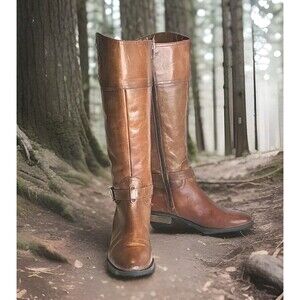 Vince Camuto VC-Phillie Distressed Tall Riding Boot Tan Leather Women’s Sz 6.5